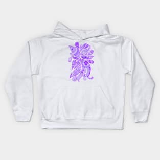 Abstract Zentangle Swirls Design (purple on white) Kids Hoodie